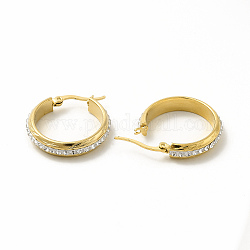 Boucles d'oreilles créoles strass cristal, 304 bijoux en acier inoxydable pour femme, or, 25x27x3mm, pin: 0.6x1 mm