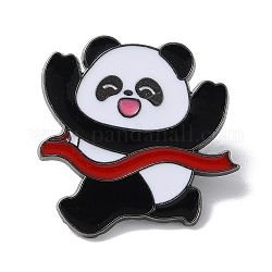 Sport-Thema Panda-Emaille-Pins, Rotgusslegierungsbrosche für Rucksackkleidung, Laufen, 26x27 mm