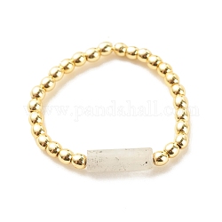Стрейч-кольцо из натурального лабрадорита с бусинами и синтетическим гематитом, драгоценный камень для женщин, золотые, размер США 7 3/4 (17.9 мм)