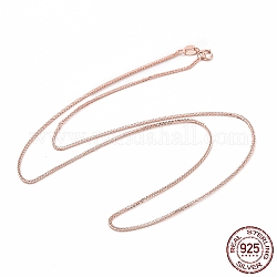 925 Sterling Silver Wheat Chains Necklace for Women, Rose Gold, 17.72 inch(45cm)