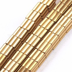Electroplate non magnetici ematite sintetico fili di perline, cubo, oro placcato, 4x4x4mm, Foro: 0.5 mm, circa 98pcs/filo, 15.7 pollice (40 cm)