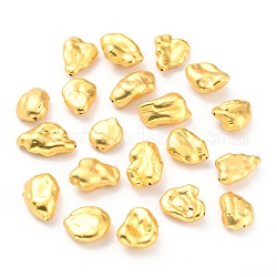 Abalorios de la perla, con fornituras de latón dorado, pepitas, oro, 13~19x11~13x4.5~8mm, agujero: 0.7 mm