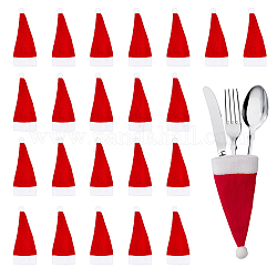 Christmas Hat Cloth Cutlery Set Bags, Knife and Fork Covers for Christmas Table Hotel Restaurant Arrangement Decorations Supplies, FireBrick, 140x58x3mm, Inner Diameter: 55mm