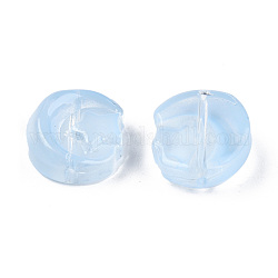 Perles de verre peintes par pulvérisation transparent, lune avec étoile, lumière bleu ciel, 14x12.5x5mm, Trou: 1mm