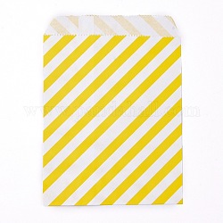 Sacchi di carta kraft, senza maniglie, sacchetti per alimenti, motivo a strisce, giallo, 18x13cm