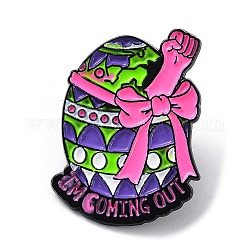 Пасхальное яйцо с эмалированными булавками в виде бантика, Значок из черного сплава для рюкзака, ткани, шапки, куртки, темно-фиолетовый, 29.5x23x1.5 мм