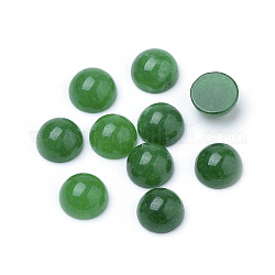 Cabuchones de jade blanco natural, teñido, medio redondo / cúpula, verde, 6x3~4mm