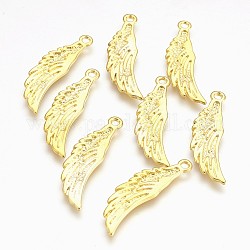 Alloy Pendants, Lead Free and Cadmium Free, Wing, Golden, 35x10x2mm, Hole: 2mm
