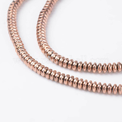 Non magnetici perle ematite sintetico fili, disco, placcato oro rosa, 4x2mm, Foro: 1 mm, circa 201pcs/filo, 15.7 pollice
