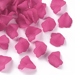 Transparentes bouchons acrylique de perles, perles de fleur de trompette, mat, fleur, support violet rouge, 18x18x17mm, Trou: 1.5mm, environ 700 pcs/500 g