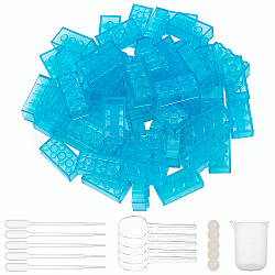 Пластиковые детские diy строительные блоки olycraft, с пластиковыми пипетками, мерным стаканом и ложками, латексные кроватки, светло-зеленый, 31.5x15.5x11.5 мм, 60 шт / комплект