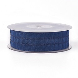 Polyester Ribbon, Tartan Ribbon, Prussian Blue, 1 inch(25mm), about 50yards/roll(45.72m/roll)
