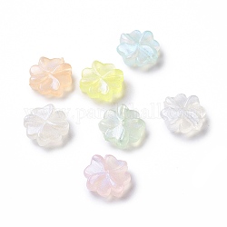 Luminous Acrylic Beads, Glitter Beads, Glow in the Dark, Four Leaf Clover, Mixed Color, 15.5x16x5mm, Hole: 2mm, about 740pcs/500g