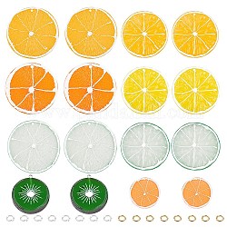 Pendentifs en résine de fruits superfindings, nourriture imitation, avec anneaux en laiton ouverts, tranche de citron et rondelle, or et argent, couleur mixte, 72 pcs