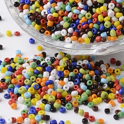 12/0 couleurs opaques perles de graines de verre rond, couleur mixte, 2~3x1.5~2mm, Trou: 0.8~1mm, environ 4100 pcs / sachet 