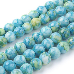 Chapelets de perle en jade d'un océan blanc synthétique, ronde, teinte, turquoise, environ 6 mm de diamètre, Trou: 0.8mm, 66 pcs / chapelet