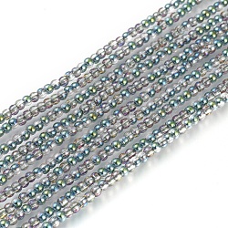 FilI di perline in vetro placcato, tondo, mezzo placcato, verde placcato, 2mm, Foro: 0.6 mm, circa 180pcs/filo, 14.17 pollice (36 cm)