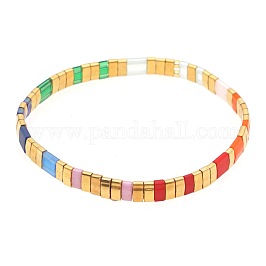 Regenbogen-Stretcharmbänder aus Glasperlen im Bohème-Stil, modisches Tila-Perlenarmband für Damen