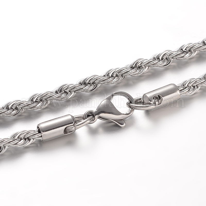 Wholesale Tarnish Resistant 304 Stainless Steel Rope Chain Necklaces