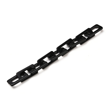 Handmade Opaque Acrylic Cross Chains, Unwelded, Black, 43.5x23x4mm, about 39.37 inch(1m)/strand