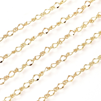Brass Figure 8 Chain, Figaro Chains, Long-Lasting Plated, Soldered, Real 18K Gold Plated, 4x3x1mm