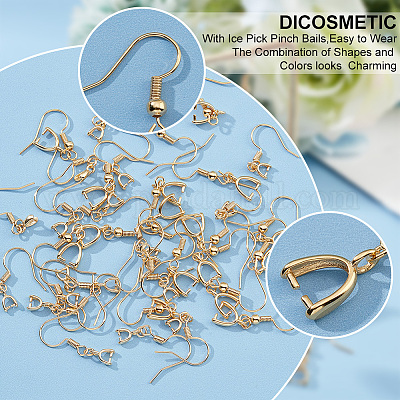 Wholesale DICOSMETIC 40Pcs 2 Sizes Fishhook Earring Hooks Ear Wires Golden  Earrings Hooks with Ice Pick Pinch Bails Dangle Earwire Connector Brass  Earring Hooks for Jewelry Making 
