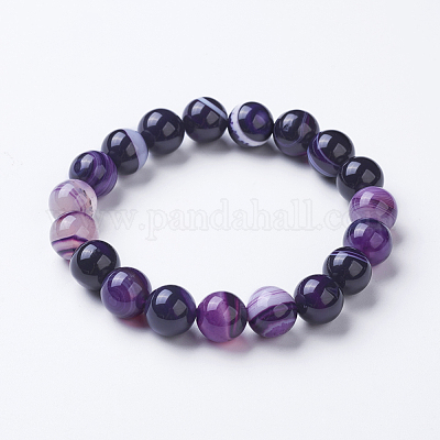Wholesale Natural Striped Agate/Banded Agate Beaded Stretch