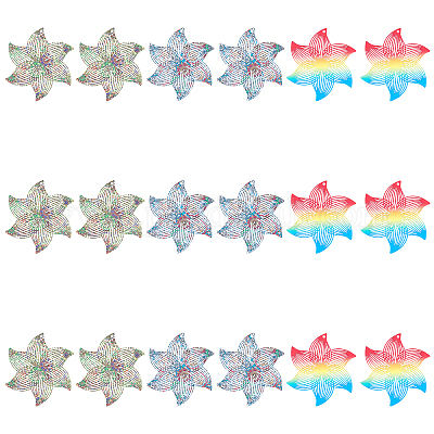 18 шт. 3-х цветные филигранные подвески из нержавеющей стали 430&nbsp;STAS-UN0036-03-1