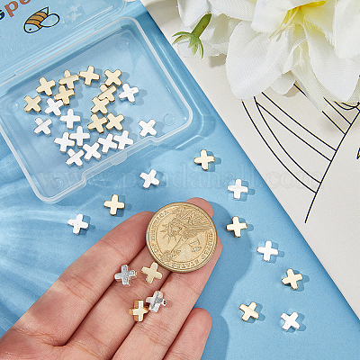 40шт 2 цвета латунные бусины&nbsp;KK-BBC0022-64-1