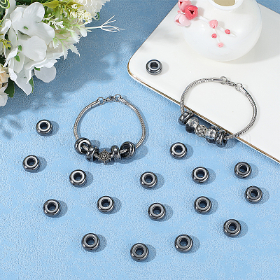 40 шт. синтетические немагнитные гематитовые европейские бусины&nbsp;G-BBC0001-53-1