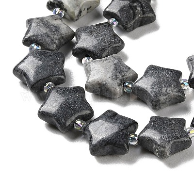 Natürliche schwarze Seide Stein / Netstone Perlen Stränge&nbsp;G-NH0005-009-1
