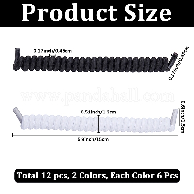 6 Paar 2 Farben gelockte Polyester-Schnürsenkel ohne Binden&nbsp;AJEW-CP0010-32A-1