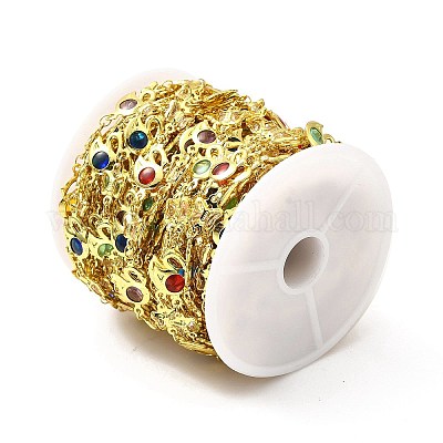 Цепочка из латуни со стеклянными звеньями ручной работы CHC-I045-24G-1