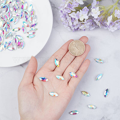 Cabochons en verre avec strass de dos avec point&nbsp;RGLA-OC0001-08C-1