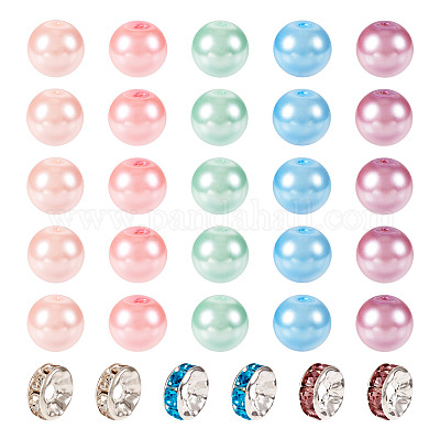 NBEADS 100 Perline Distanziatrici Quadrate 6mm Miste Con Strass - Per Creazione Gioielli Fai Da Te - Braccialetti, Collane