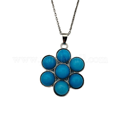 Collane con ciondolo a forma di fiore in turchese sintetico&nbsp;FO7861-10-1