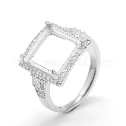 925 componentes de anillo de dedo de garra de diamante de imitación de plata esterlina STER-E061-35P-1