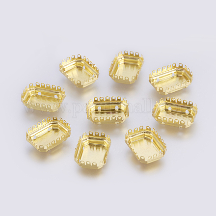 Rectangle Brass Sew on Prong Settings KK-E727-05G-6x8mm-1