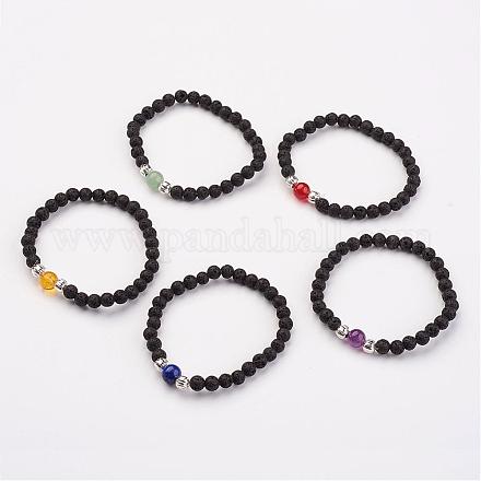 Bracelets extensibles perlés en pierre de lave naturelle BJEW-JB02731-1