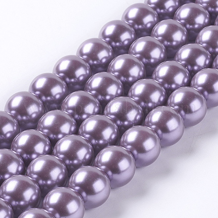 Brins de perles rondes en verre teinté écologique HY-A002-14mm-RB056-1