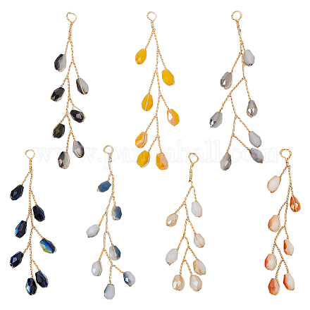 Superfindings 12 pièces 6 couleurs perles de rocaille en verre fil enveloppé gros pendentifs FIND-FH0006-68-1