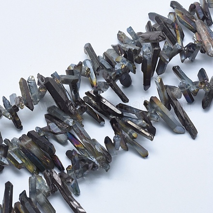 Hilos druzy electrochapados de cuentas de cristal de cuarzo X-G-E448-C-03-1