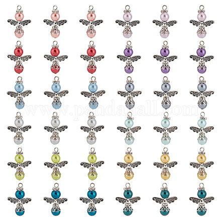 Pendenti con perle di vetro perlato dipinto a forno pandahall elite FIND-PH0008-14-1