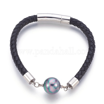 Leather Cord Bracelet BJEW-E350-01A-1
