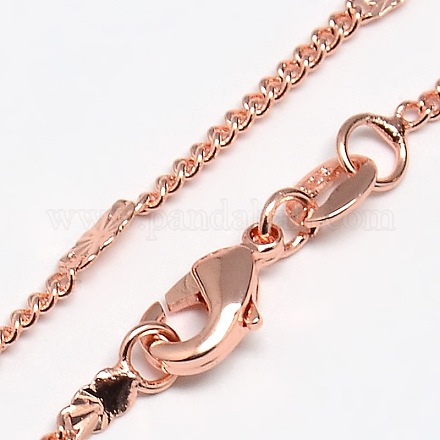 Brass Curb Chain Necklaces MAK-P003-41RG-1