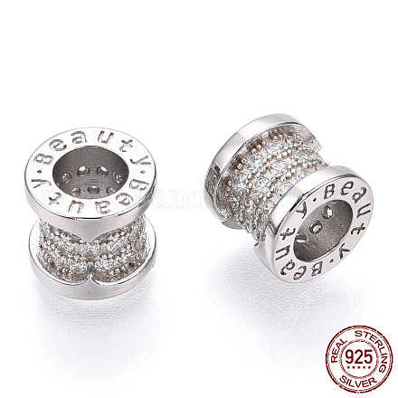 925 micro pavé di perle di zirconi cubici in argento sterling placcato in rodio STER-T004-92P-1