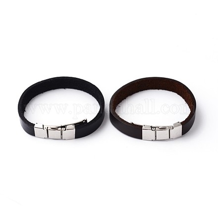 304 bracelets cuir cordon en acier inoxydable BJEW-N269-29-1