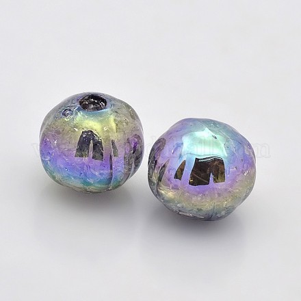 AB Color Crackle Acrylic Flat Round Beads CACR-M003-01-1
