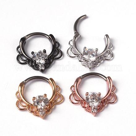 Flower Titanium Steel Cubic Zirconia Nose Studs Nose Piercing Jewelry AJEW-H007-04-1
