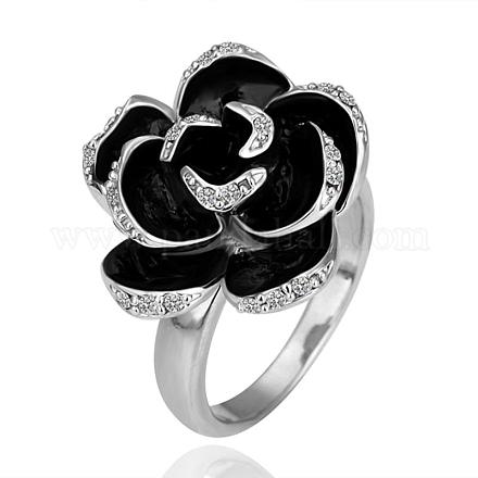 New Fashion Jewelry Tin Alloy Enamel Flower Finger Rings For Women RJEW-BB14097-8P-1